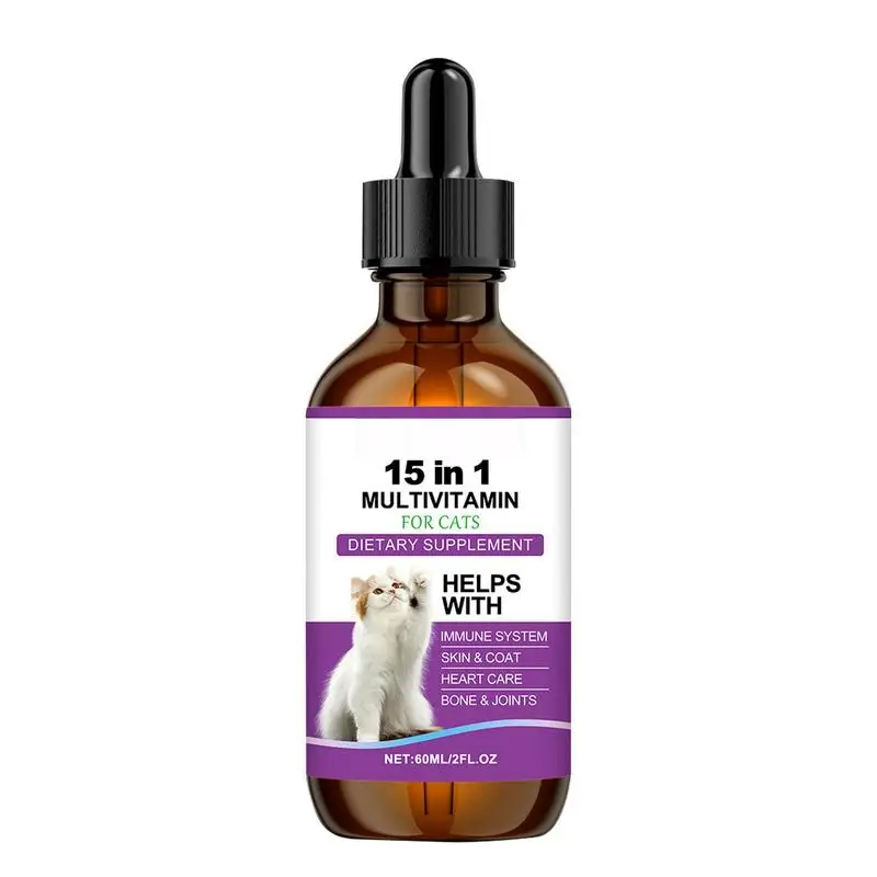 Cat Body Care Drops 15 In 1 Body Care Drops Drops 60ml Body Care Drops For Supports Joint Care Skin & Coat