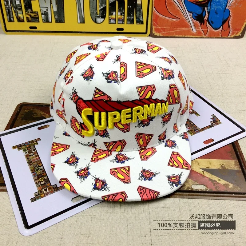 DC Anime Figure Superman Flat Brim Cotton Printed Baseball Cap Peaked Cap Adjustable Clothing Accessories Birthday Gifts