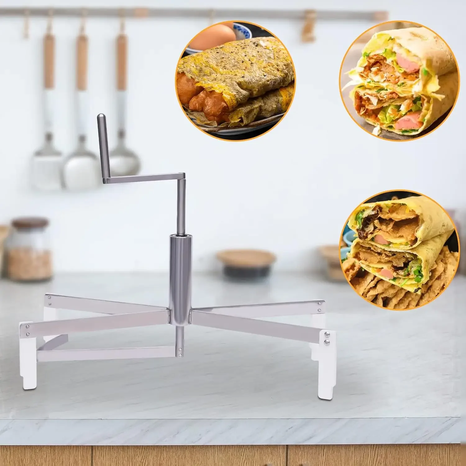 

201 Stainless Steel Pancake Maker with Handle, Stainless Steel Crepe Spreader, 16" Layer Cake Spreader Tool, Pancake Maker