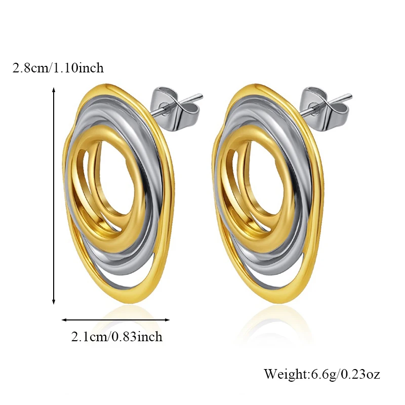 GANPUP 316L Edelstahl, stilvolle, einzigartige ovale Tropfenohrringe, kreatives Metall, goldfarben, wasserdicht, Ohrstecker, Schmuck für Frauen – Detail 10