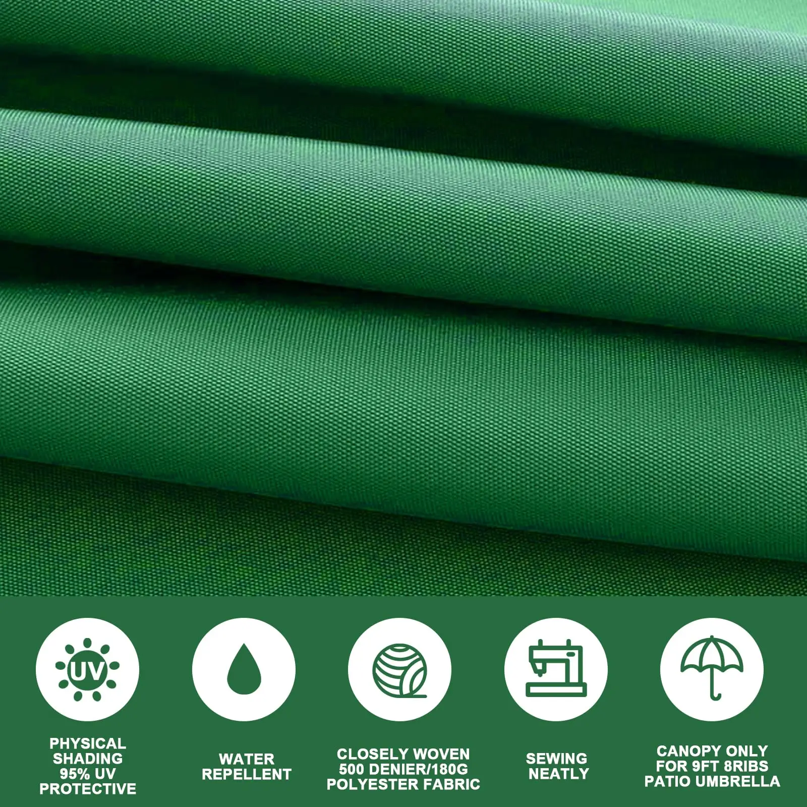 Universeller Ersatzschirm für Terrassenschirme, erhältlich in 6,5ft, 9ft, 10ft, 6 Rippen, 8 Rippen, Schirmüberzug für Gartentische und Marktschirme – Detail 9