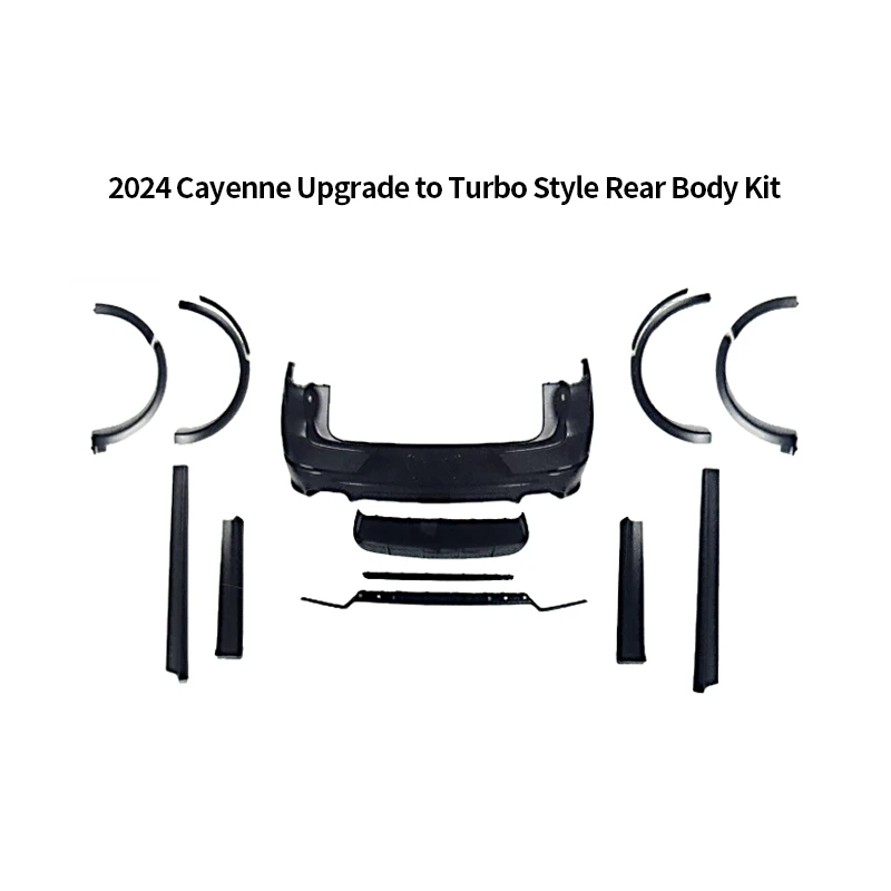 High Quality 9y0.2 Low-to-High Upgrade 2025 Turbo Style Rear Bumper Full Set PP Material Porsche Cayenne 2024 2025