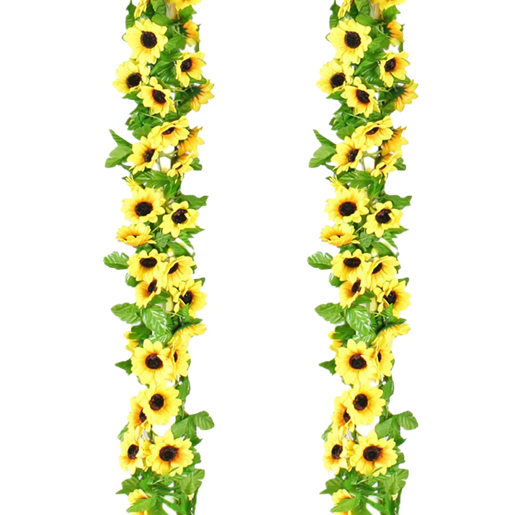 

Stylish Artificial Fake Home Wall Door Home Artificial Sunflower Decor Frame Christmas Tree Fake Rattan Hanging Party Rattan
