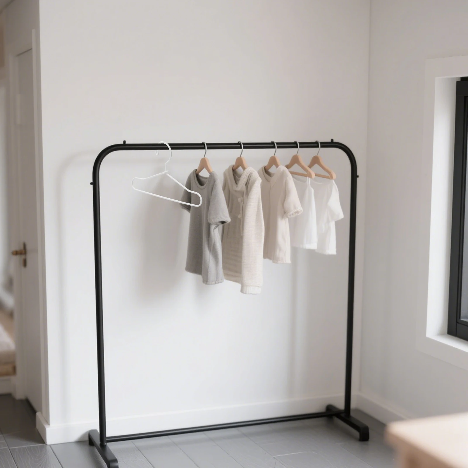 

50pcs Metal Mini Clothes Hanger 2.55X1.38X0.08" White Lightweight Dollhouse Wardrobe Display Outfit Storage Rack Clothes