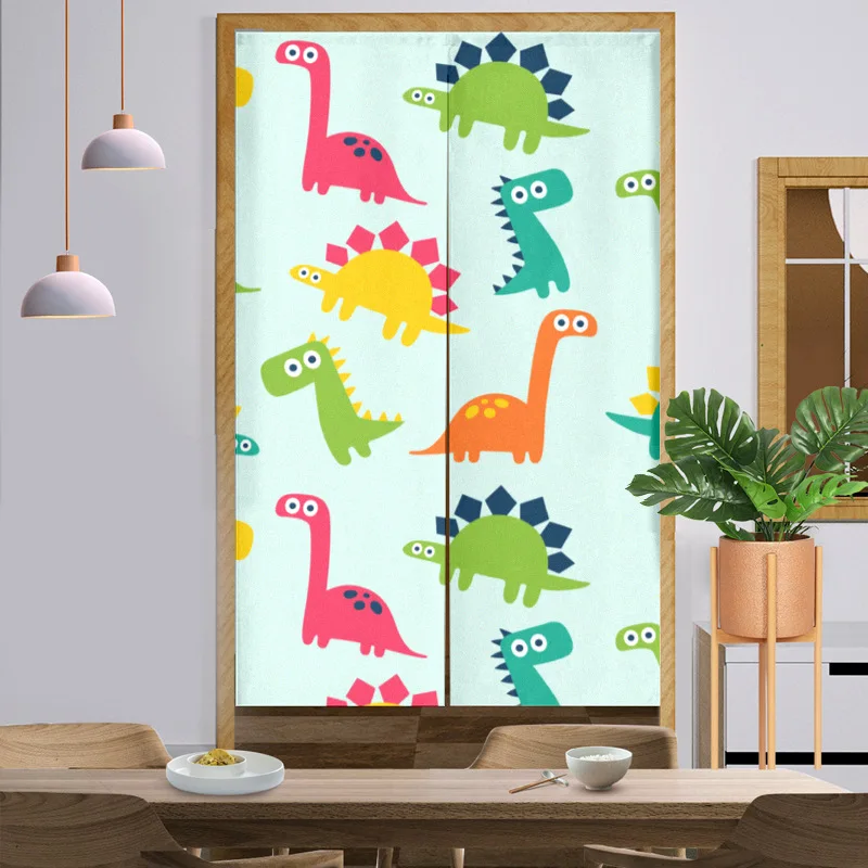 Cartoon dinosaur changing room Curtain Privacy Partition Doorway Curtains Kitchen Entrance Noren Linen Hanging Half-curtain