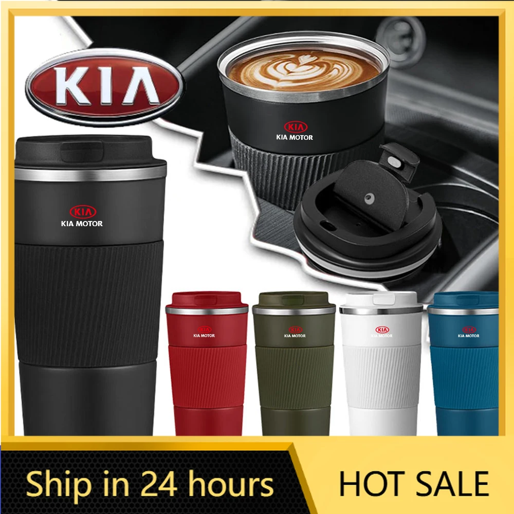 

2026 Hot Car Sticker Car Thermos Cup Coffee Mug Stainless Steel Coffee Thermos Mug Badge For KIA KN Rio Sportage Cerato Soul Sor