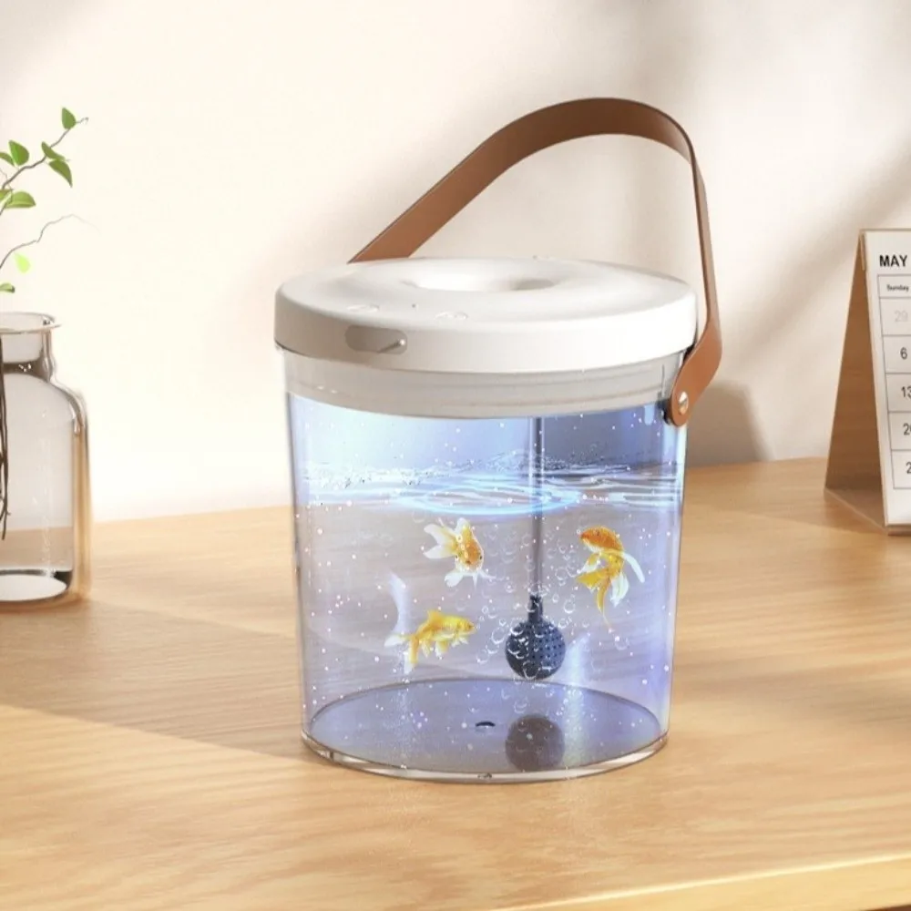 

Portable Oxygen Filled Fish Tank Transparent PC Plastic Breeding Aquarium USB Charging with Handle Desktop Fish Tank