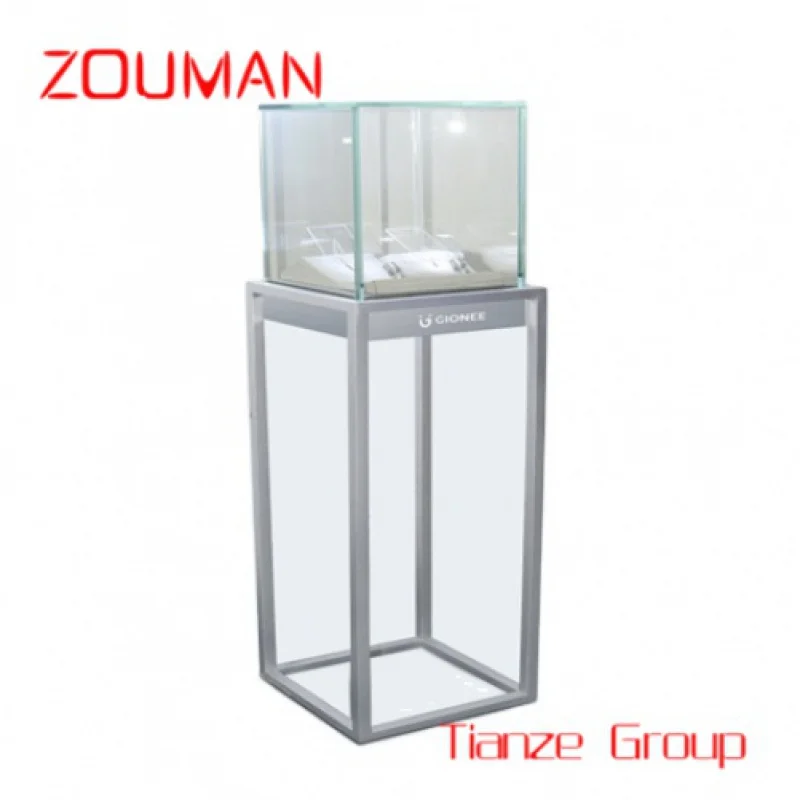 

Custom , Jewelry Store Up Display Custom Glass Round Pedestal Cabinet Lockable Vitrine Jewelry Showcase Display with LED Light