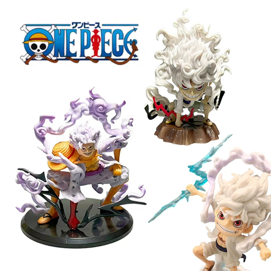 3-teiliges One Piece Anime Actionfiguren-Set: Kampf-Luffy Statische Statuen-Modelle, Trendige Anime-Accessoires, Geburtstagsgeschenke für Kinder
