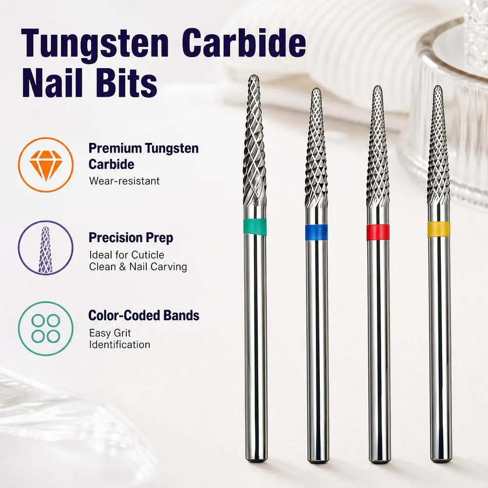 1pcs Safe Carbide Nail Cleaning Drill Bit Cut and Polish Bottom of Nail, Nail Art Electric Drill Machine Files Nail Art Tools