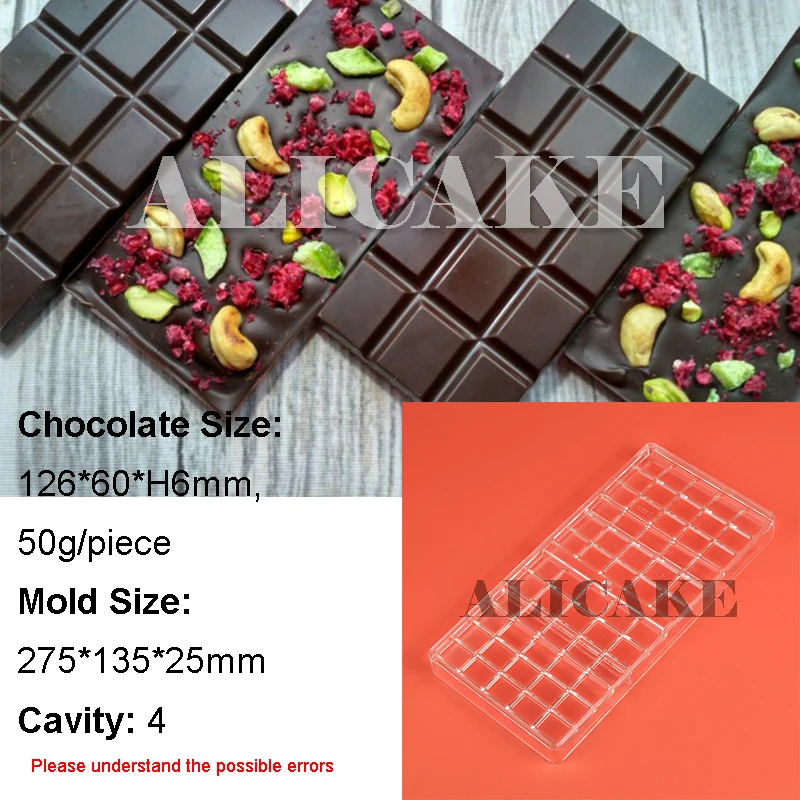 Polycarbonate Chocolate Mould Candy Chocolate Bar Molds Acrylic Bonbons Confectionery Kitchen Baking Pastry Utensils Tools