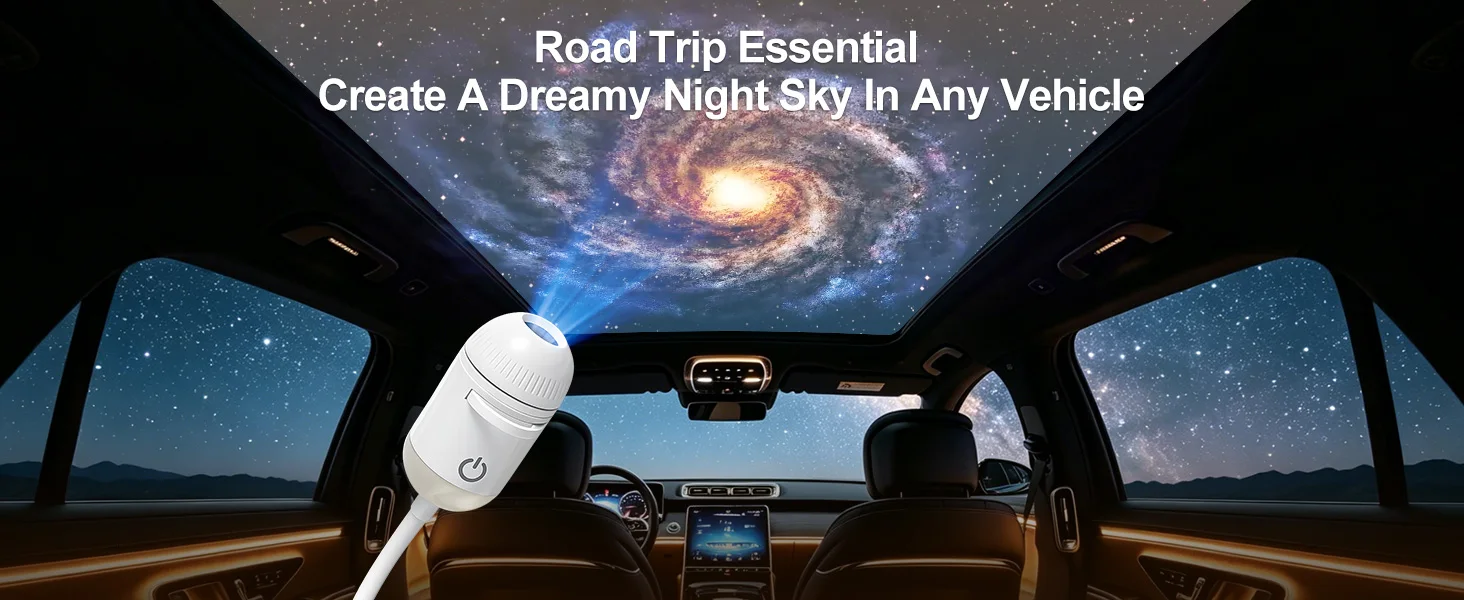 2 in 1 USB Galaxy Projector Light Adjustable Focus Car Interior Ambient Lamp Home Room Starry Star Kids Projection Night Light