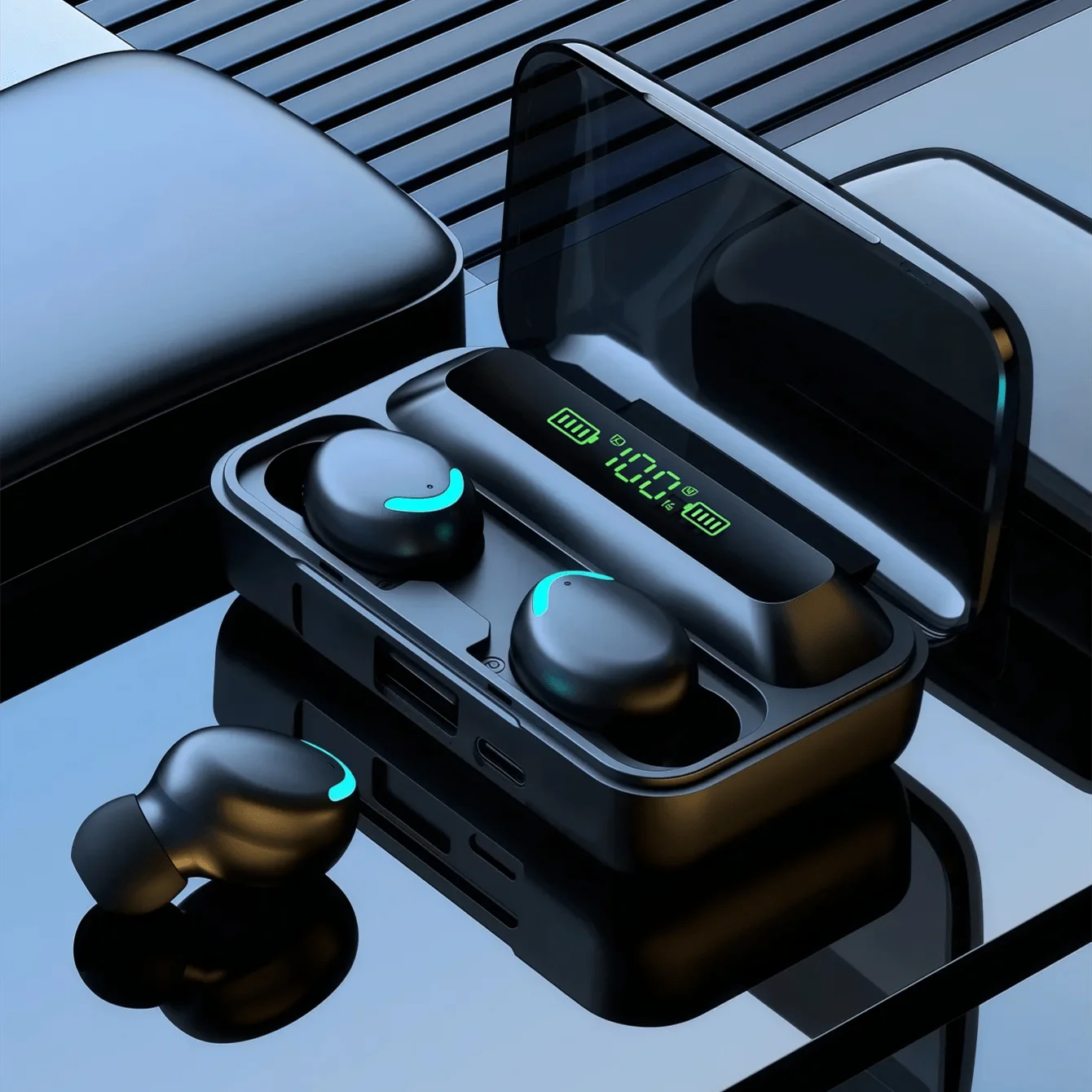 TWS Bluetooth Headphones 9D Stereo High Bass Sport Earphones Handfree Touch Control Tws Wireless Earbuds Waterproof Headset