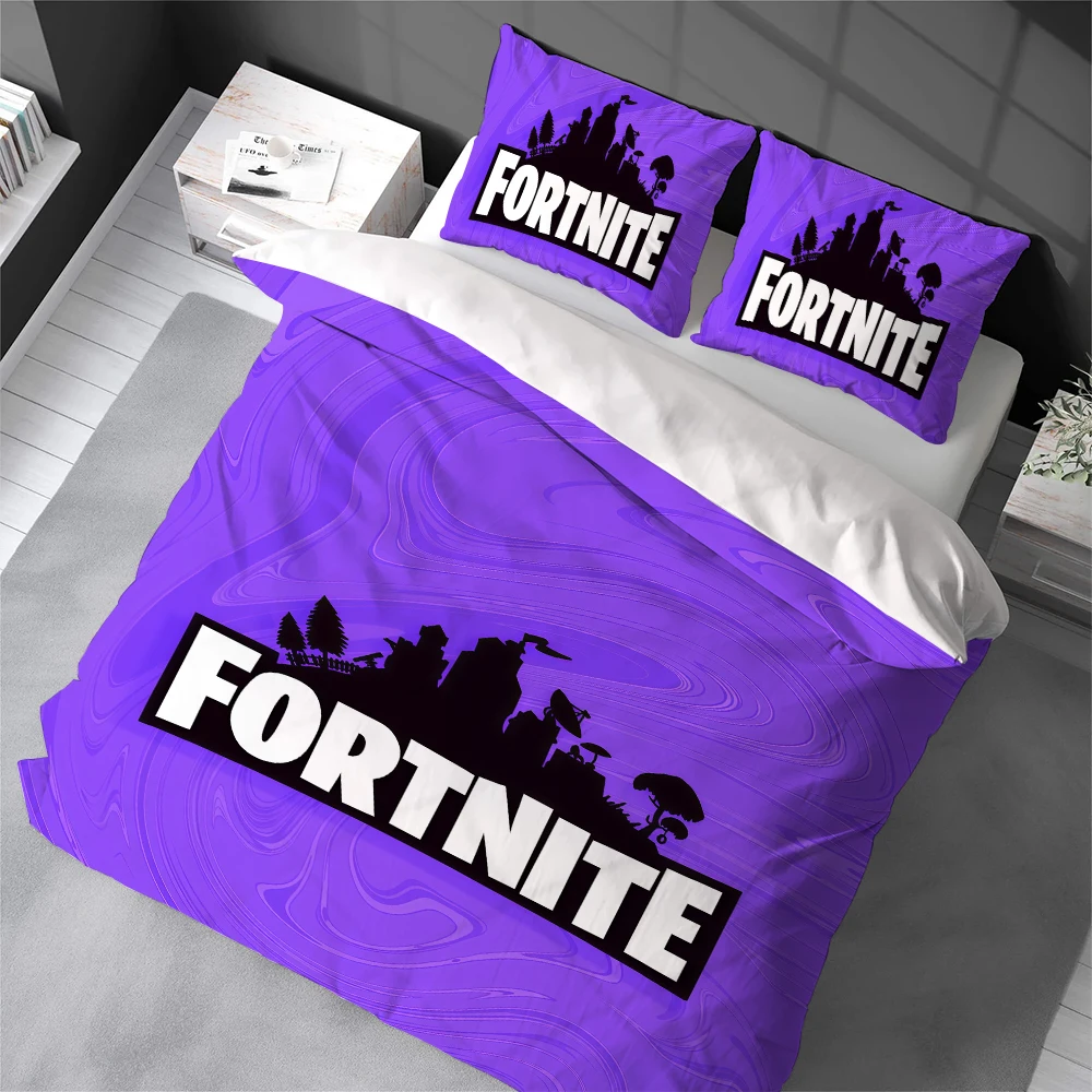 F-Fortnite Game Duvet Cover Set Home Style Bedding Soft Laundry Cotton Bed 3 Piece Set Student Dormitory Gift