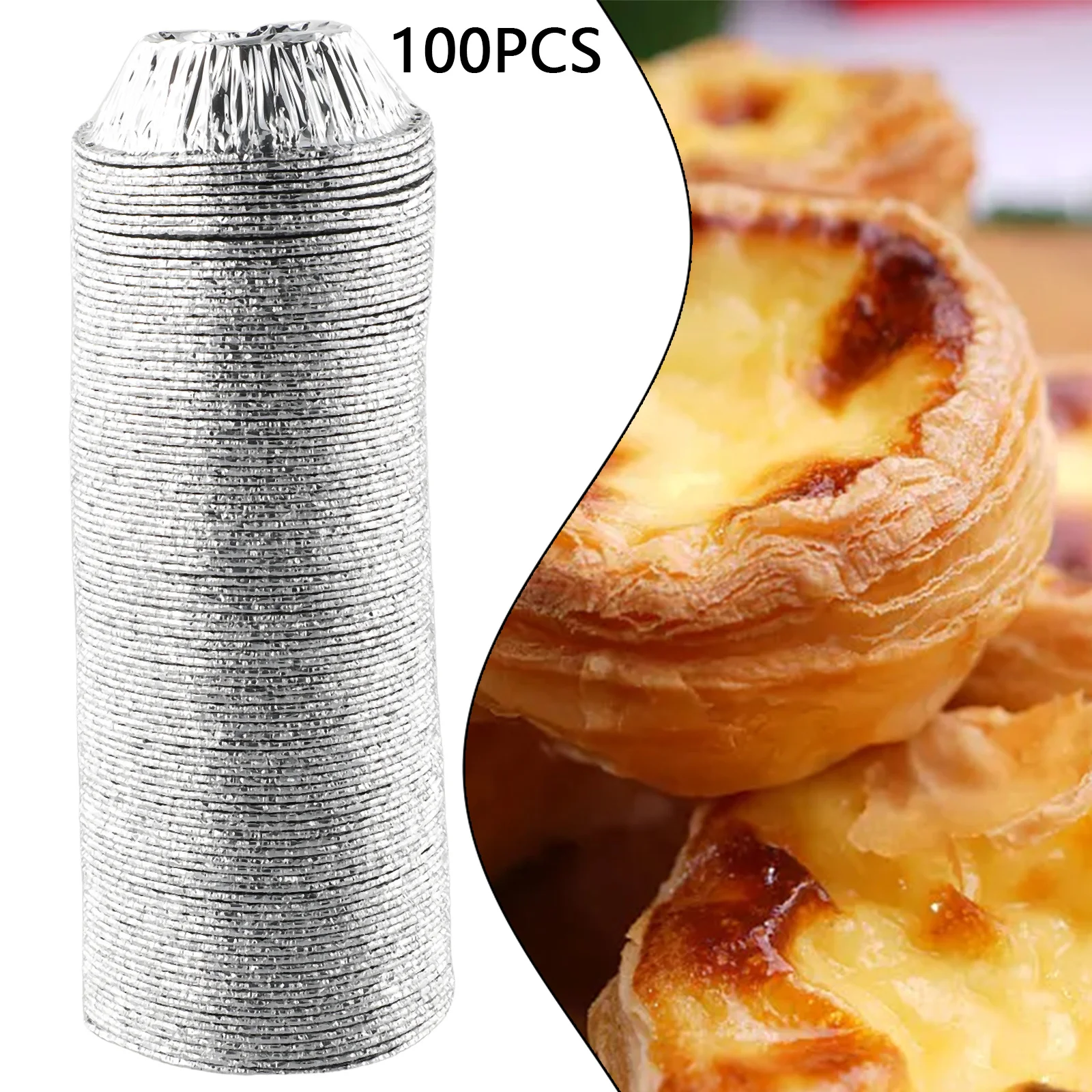 100Pcs Aluminum 3in Foil Tart Pan Disposable Mini Pot Pie Bake Plate Tin Aluminum Foil Pudding Cup Disposable Barbecue Baking