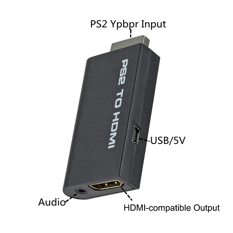 Adapter konwerter wideo i dźwięku PS2 na HDMI 1080P HDTV 480i/480p/576i Wyjście 3.5mm Tryb wyświetlania gier PS2 Akcesoria