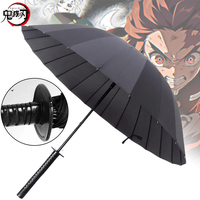 16K Large Katana Umbrella Creative Long Handle Parasol Demon Slayer Tanjirou Ninja Katana Japanese Samurai Sword Umbrellas Gifts