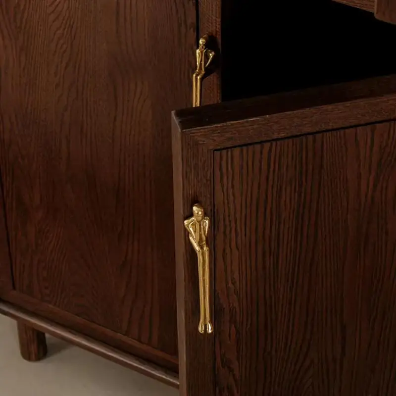 Brass Handle Nordic Modern Simple Wardrobe Door Cabinet Drawer Luxury Humanoid Copper Cabinet Creative Long Handle Drawer Knobs