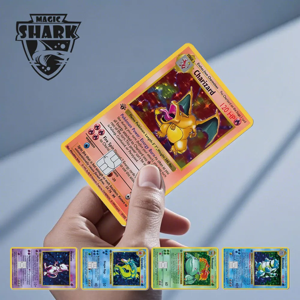 2025 New Pokemons Charizard Blastoise Bulbasaur Eevee Metwo Sticker Film Skin Cover for Credit Debit Card