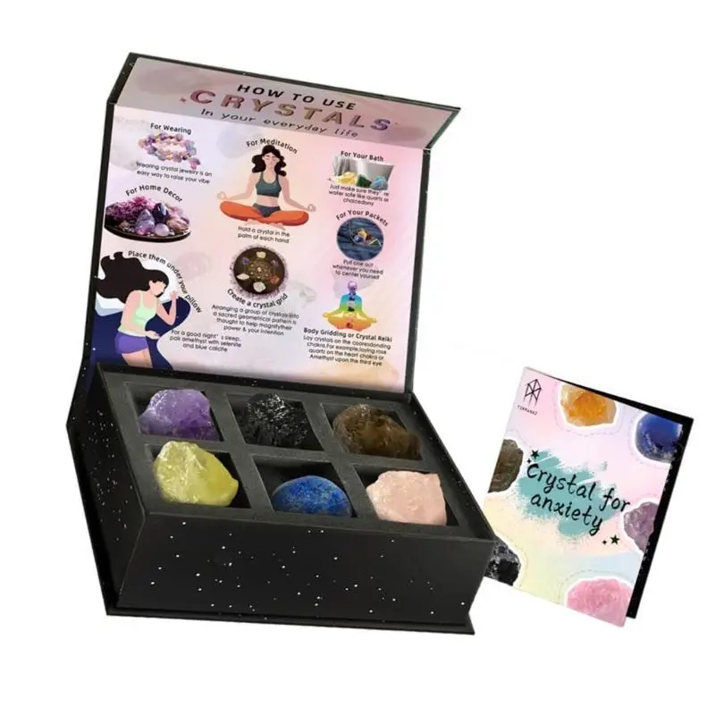 G6KF 6PCS Heal Crystals Stone Set pour les méditations les pratiques pleine conscience favorisent l'alignement du calme