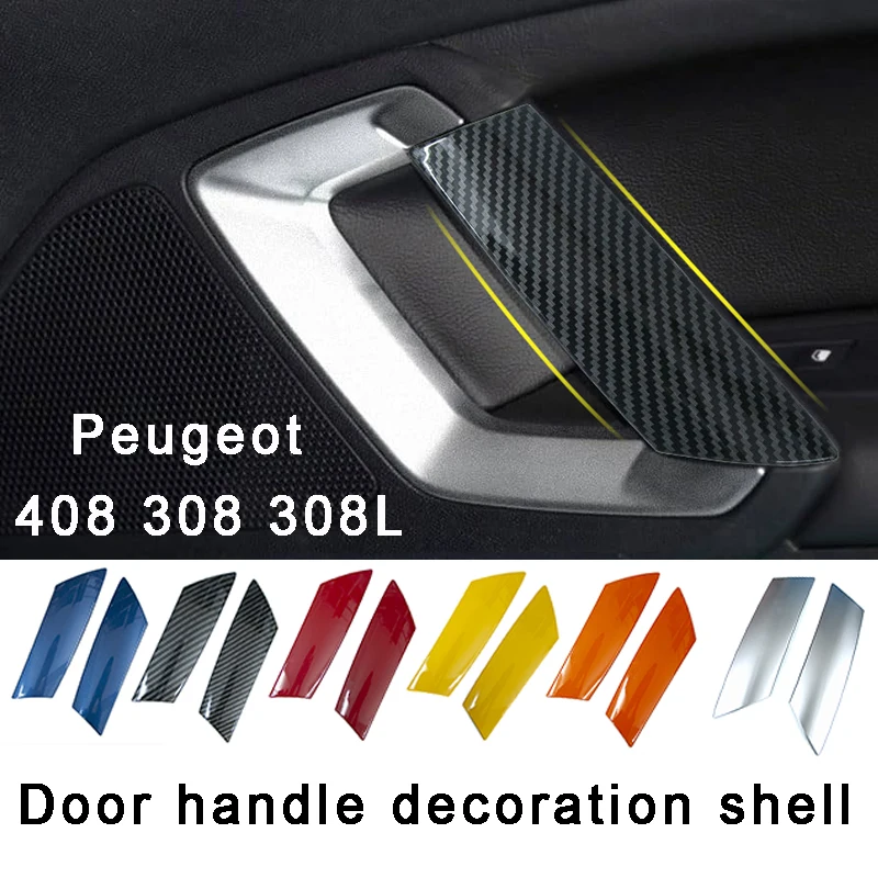 2pcs Car Door Handles Trim Frame Decoration Cover Bright Patch For Peugeot New 408 308 308S Interior Accessories