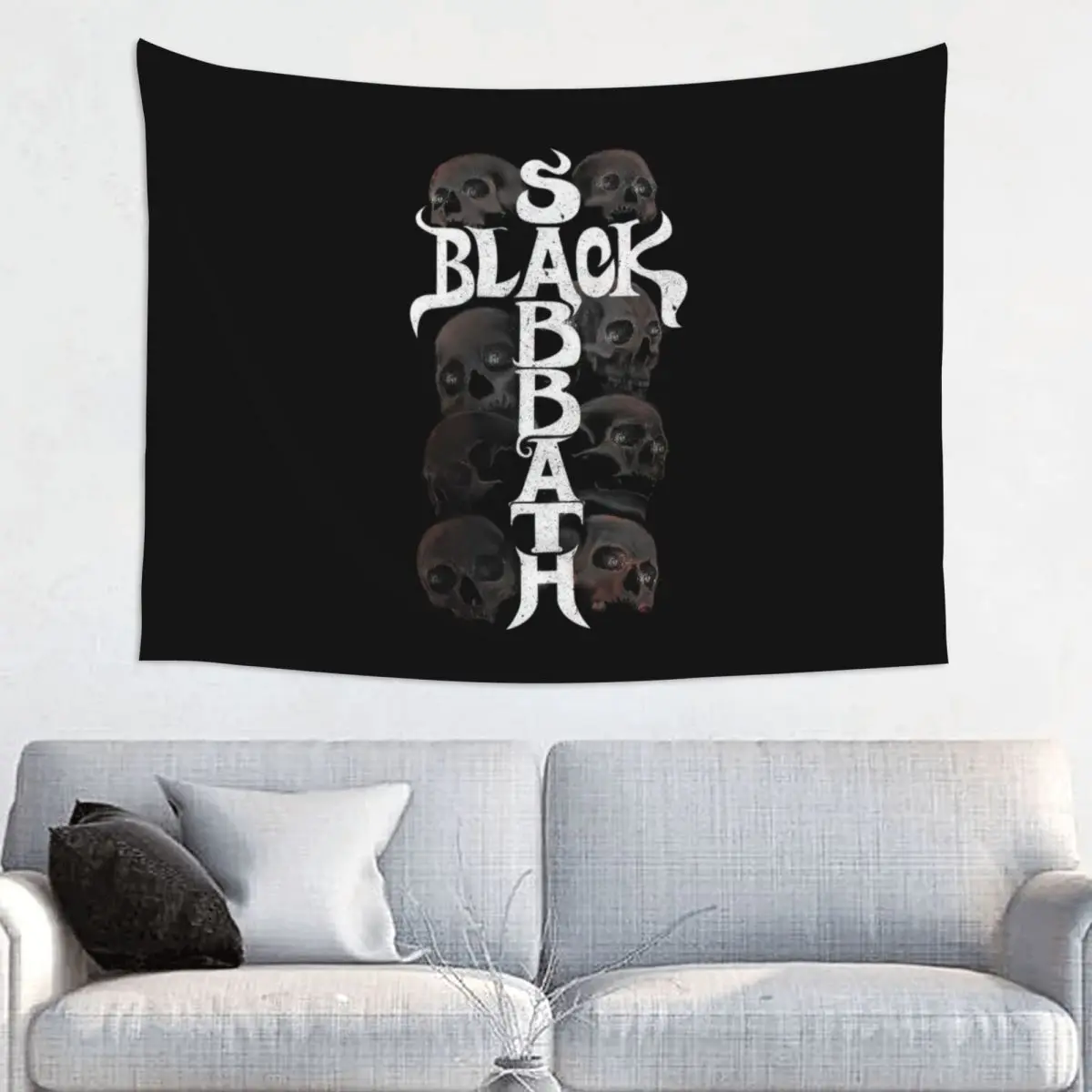 Black Sabbathe Skull Tapestry Wall Hanging Hippie Tapestry Rock Bohemian Blanket Home Decor for Living Room Bedroom Wall Cloth