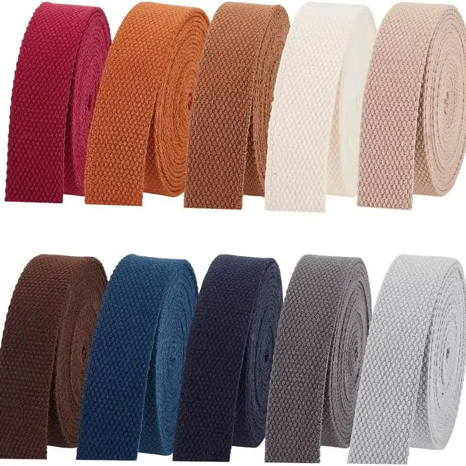20Meters 1.3mm Thick Cotton Webbing for Bag 20/25/32/38/50mm Weave Canvas Ribbon Strap To The Meter Belt Sewing Bais Accessories
