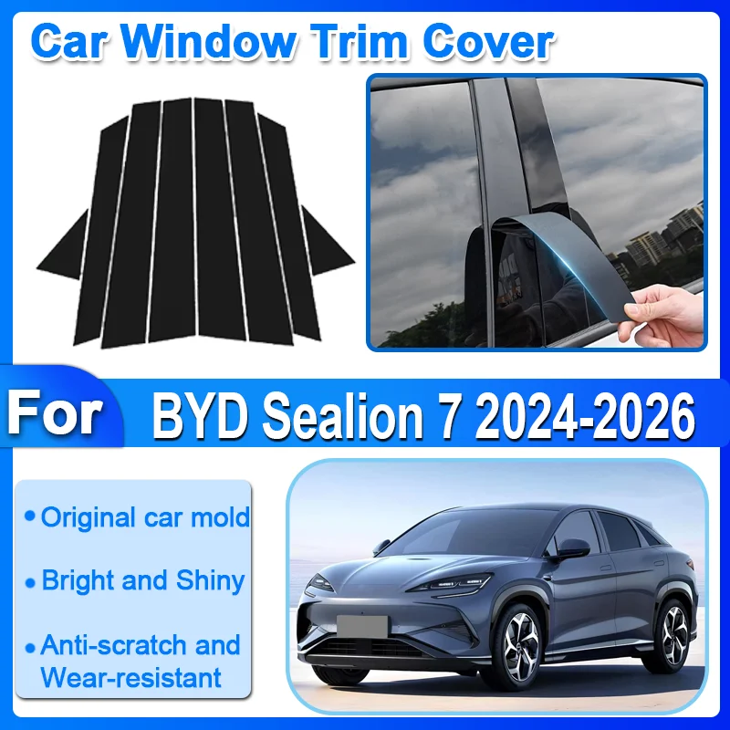 

For BYD Sealion 7 Accessories 2024 2025 2026 BYD Sealion 07 EV Center Car Window Trim Cover Pillar B C Column Door Decal Sticker