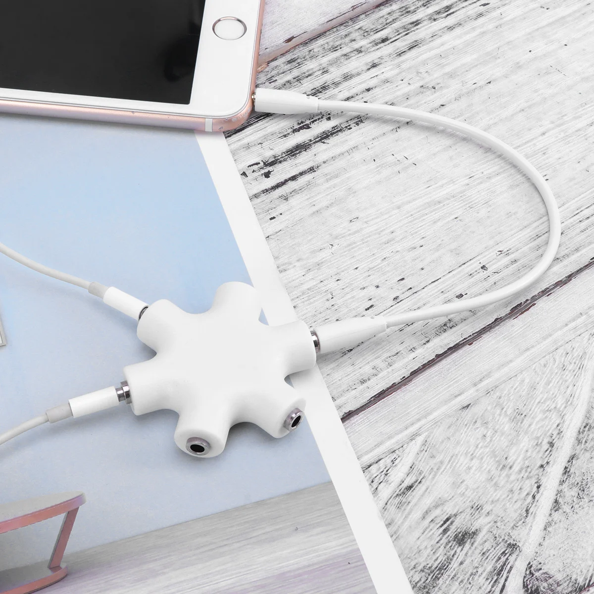 

5 Way 6 Port Headphone Splitter Adapter Hexangular Design for Sharing Music with Friends Wide Compatible Headphone Splitter