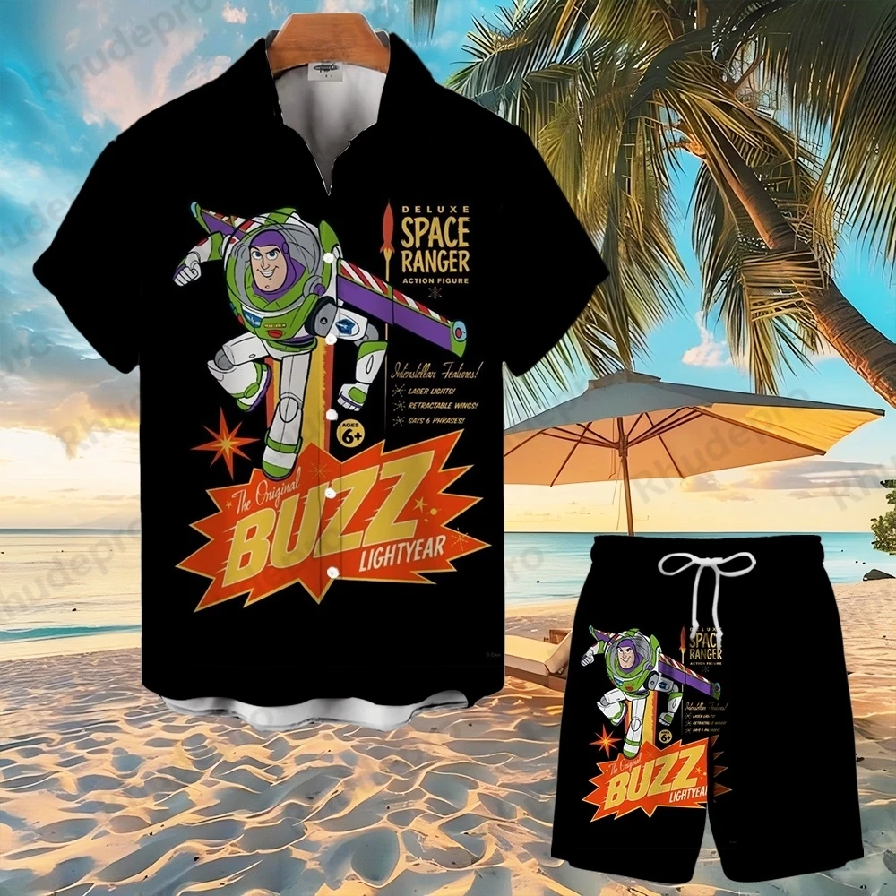 

Disney 2025 Toy Story Men Women Hawaiian Shirt Buzz Lightyear Summer Short Character Tropical Beach Shirt Running Shorts