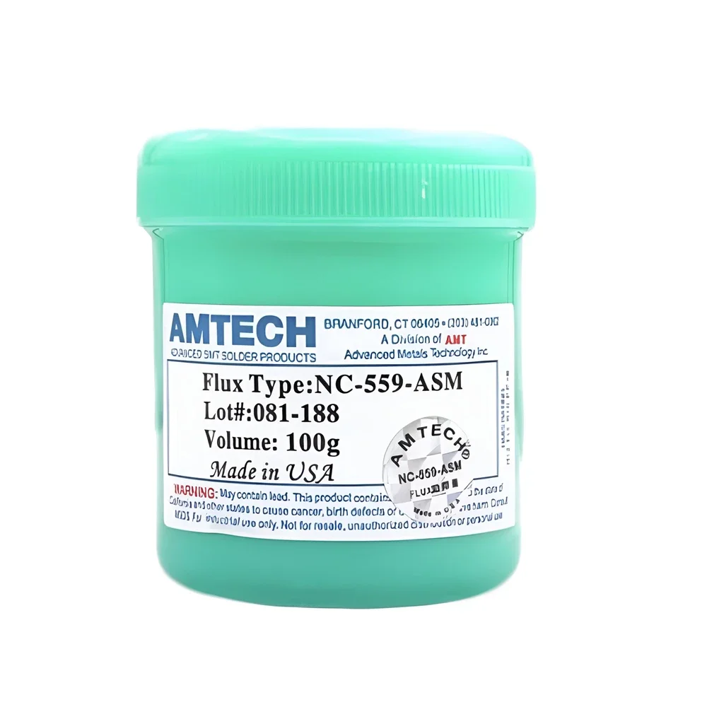 100% AMTECH-NC-559-100g ASM Flux senza piombo senza alogeni pasta saldante a basso residuo riparazione PCB pasta saldante ausiliaria