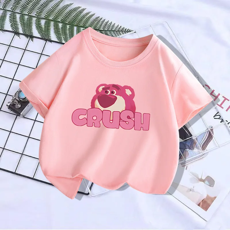 Children Clothes girl Summer Cute Lotso T-shirt Baby Boys Cartoon Tshirts Toddler Girls Lots-o\'-Huggin\' Bear Short Sleeve ﻿