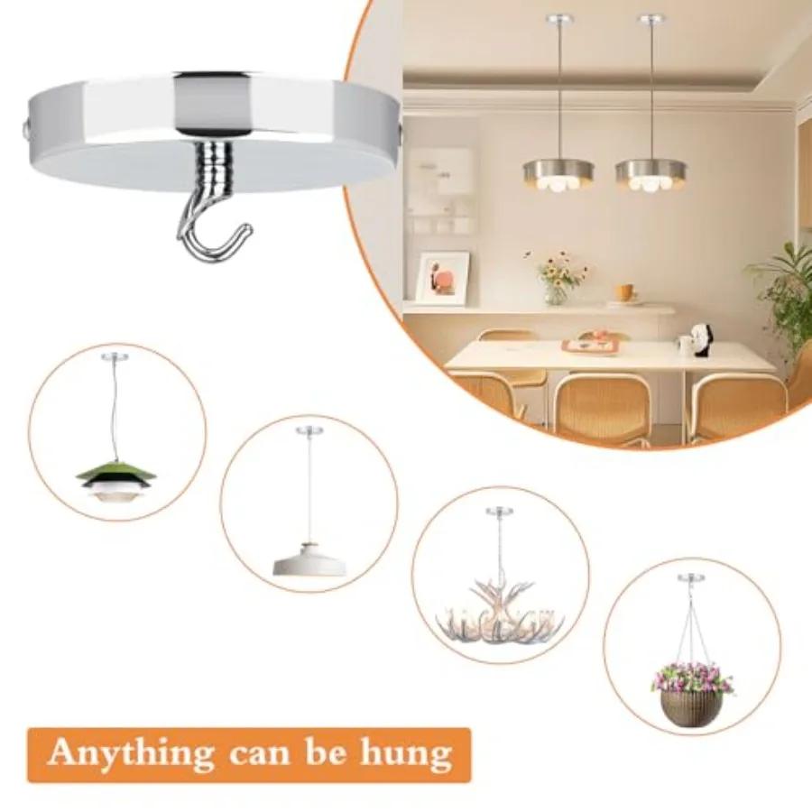 Ceiling Canopy Kit, Chandelier Pendant Light Canopy Kit, 4-3/4 Inch Ceiling Light Cover Plate with DIY Lamp Hook, Hanging Lamp