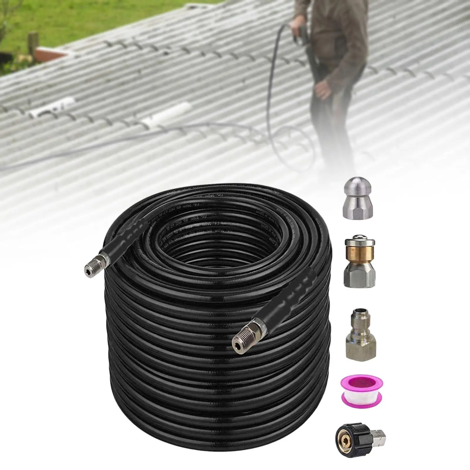 Sewer Jetter Set for Pressure Washer 30M Hose Accessory for Siding, Gutters