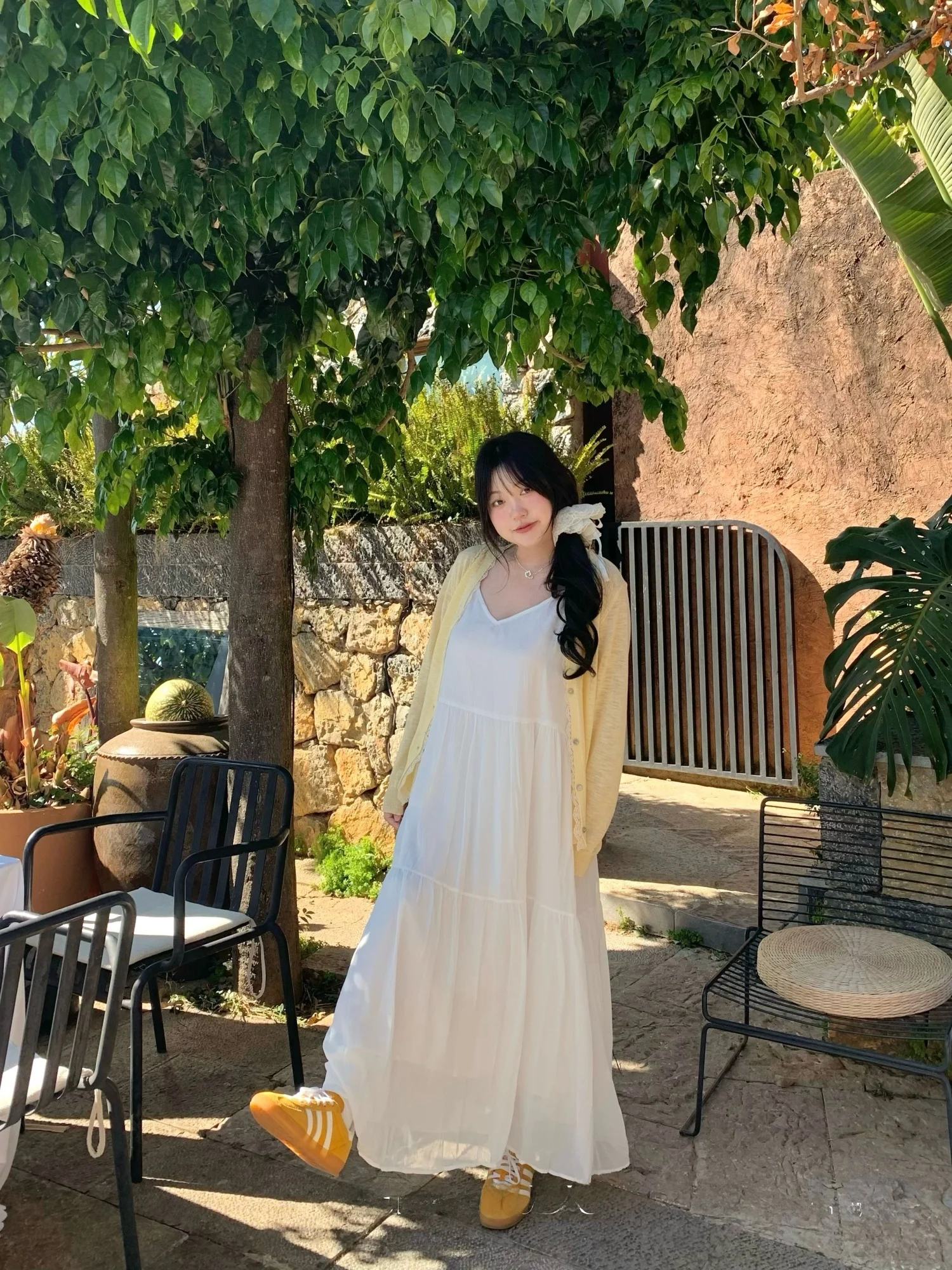 

Длинная многослойная юбка Demaa Fairy White с ремешками, весна-лето, свободная шифоновая юбка в стиле Lazy, универсальная юбка Fairy для прогулок и фотосессий