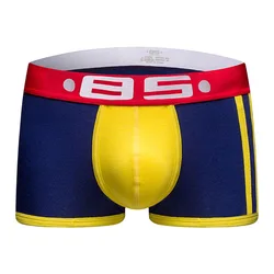 Men's Sexy Underwear with Cross-border Teenagers Cotton Color Blocking U Convex Pouch Boxer Shorts Mid Rise Aro Pants Underpatns