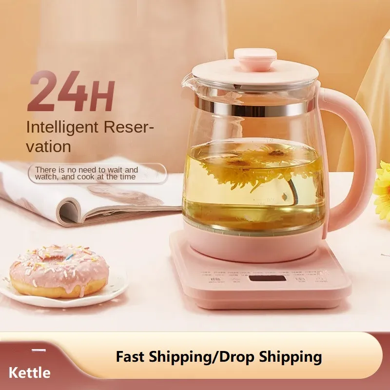 Teko listrik แก้ว1.8L อัตโนมัติพร้อมเทอร์โมสตัท220V สำหรับถ้วยชงชาสมุนไพรอเนกประสงค์สำหรับสำนักงานและบ้าน