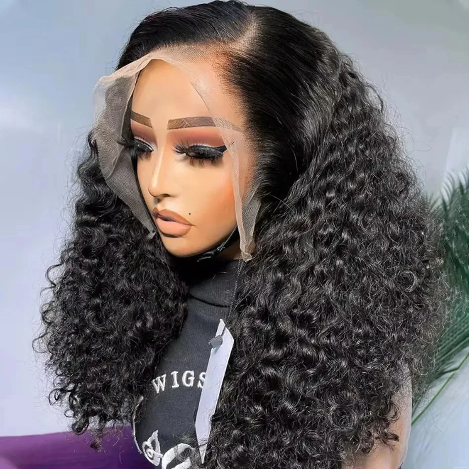 

13x4 Mongolian Kinky Curly Lace Front Wigs For Women Preplucked With Baby Hair 12A Human Hair Wigs Deep Curls Wig Virgin hair