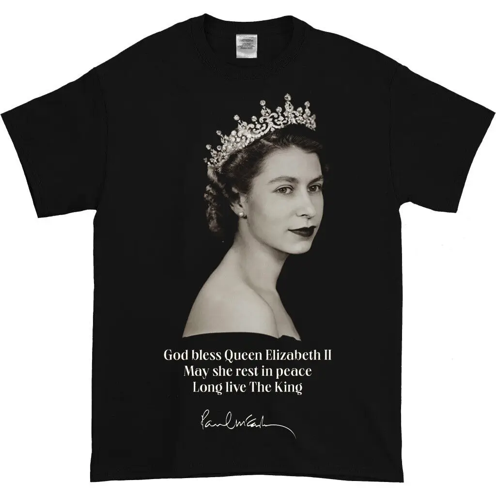 

God Bless Queen Elizabeth II Rest In Peace T Shirt New 100% Cotton Short Sleeve O-Neck T-shirt Casual Mens Top