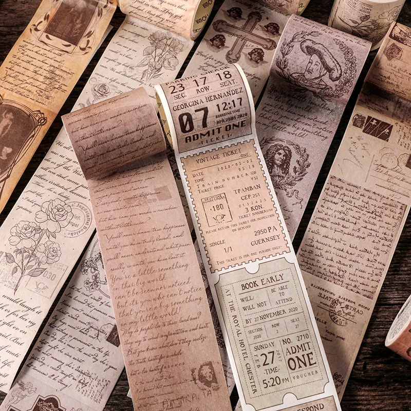 1roll Vintage Poems Ticket Letters Plants Washi Tape Decorative Adhesive Tape Decora Diy Scrapbooking Sticker Label image 4