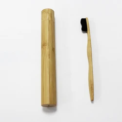 2 in 1 19cm Travel Adult Women Girls Natural Eco Friendly Bamboo Toothbrush Tooth Brush Tube Holder Box Case With Toothbrush