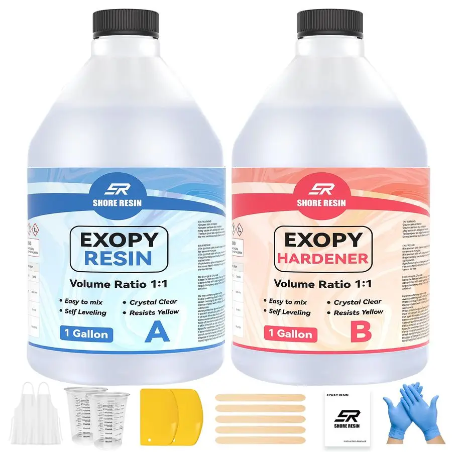 

Комплект смолы, 2 галлона, прозрачный, пищевой, 4X устойчивый к пожелтению, устойчивый к царапинам усилитель, термостойкая смола для металла, деревянного усилителя, поделок своими руками