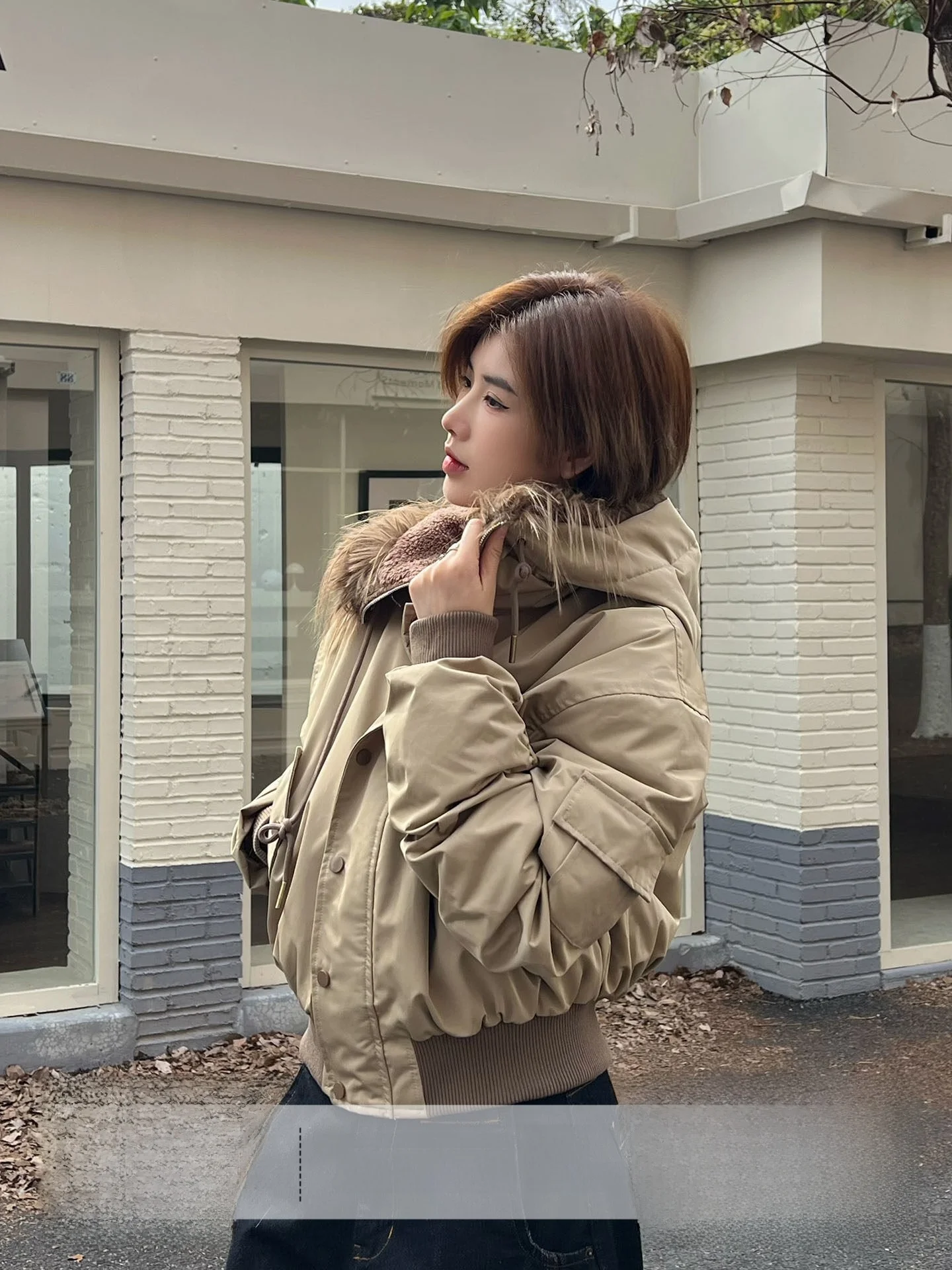 

Ja1 Thickened Warmth Street Style Short Pilot Cotton Jacket Winter Outerwear for Couples No Brand Retro Commute Long Sleeve Z...