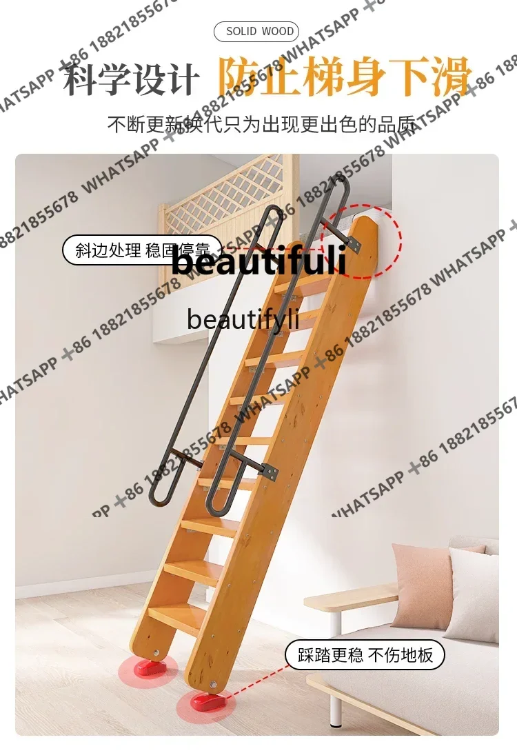 X Solid wood loft stairs Whole household duplex indoor ladder Climbing ladder Partition stairs