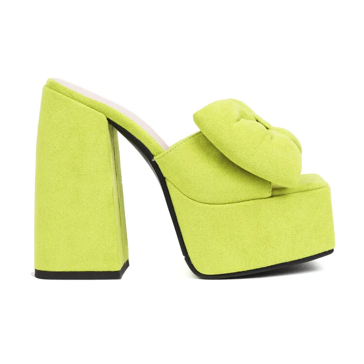 Big size Oversize Large size sandals for women and ladies Square toe thick heel super high heel sandals with bow decoration