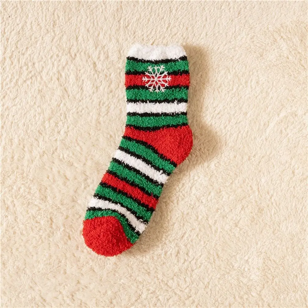 

Claus Floor Sleep Socks Cartoon Elk Christmas Hat Red Green Middle Tube Socks Christmas Socks Coral Velvet Socks Women Hosiery