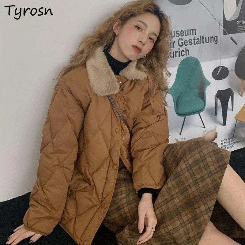 

Parkas Women Winter Coat Tender Warm Casual Vintage Soft Harajuku Fashion Classic All-match Korean Style Students Panelled Daily