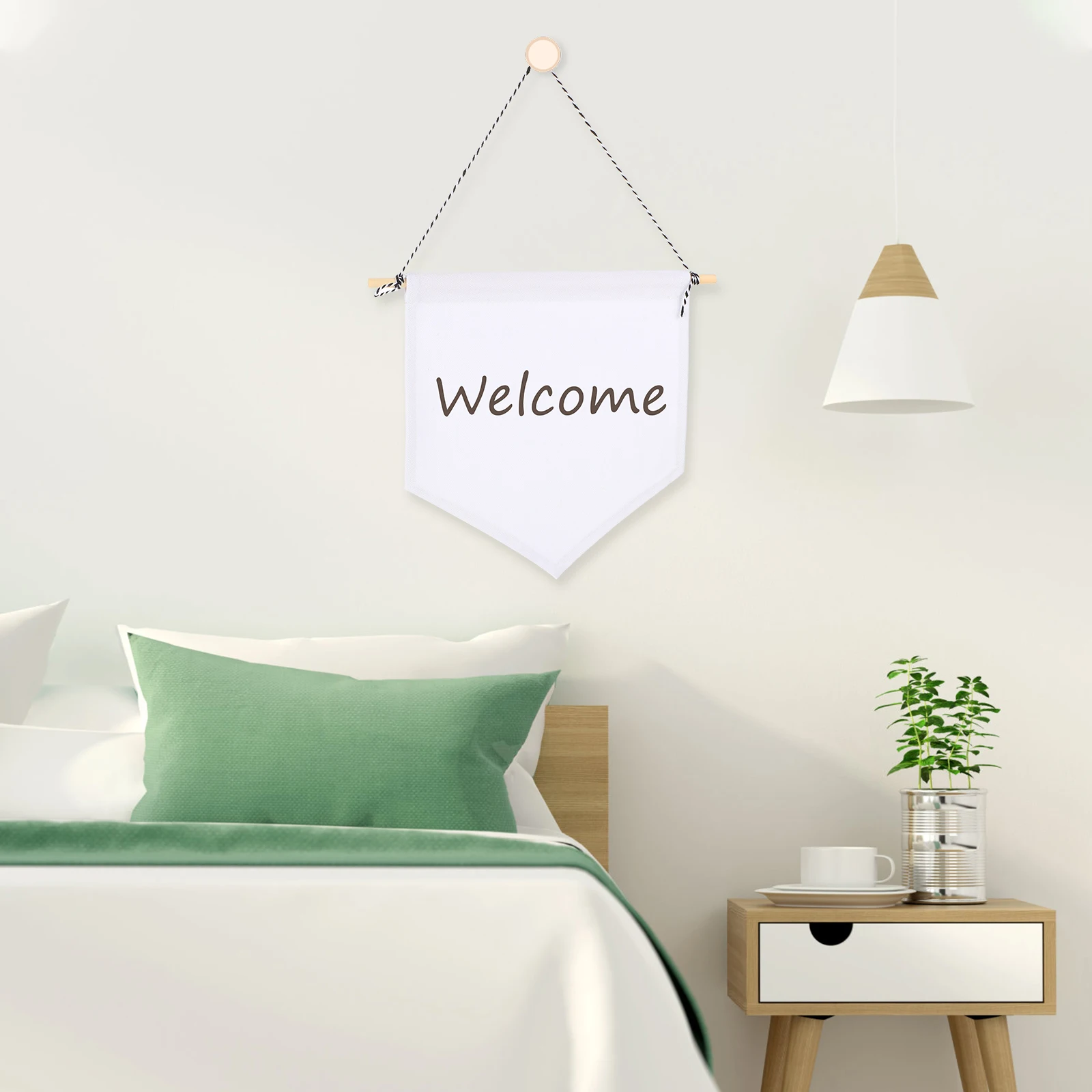 

2 Pcs for DIY Canvas White Party Badges Holiday Blank Flags Holiday Celebration Decorative Banner Flags