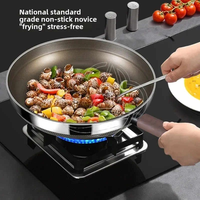 316 Stainless Steel Uncoated Non-Stick Frying Pan for Omelette Steak Induction Cooker