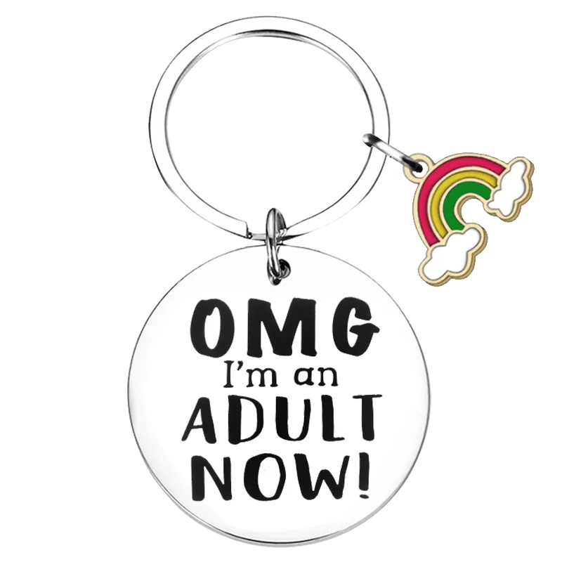 جديد مضحك الكبار هدايا عيد الميلاد المفاتيح قلادة 18th عيد ميلاد سلسلة المفاتيح OMG أنا بالغ الآن #2
